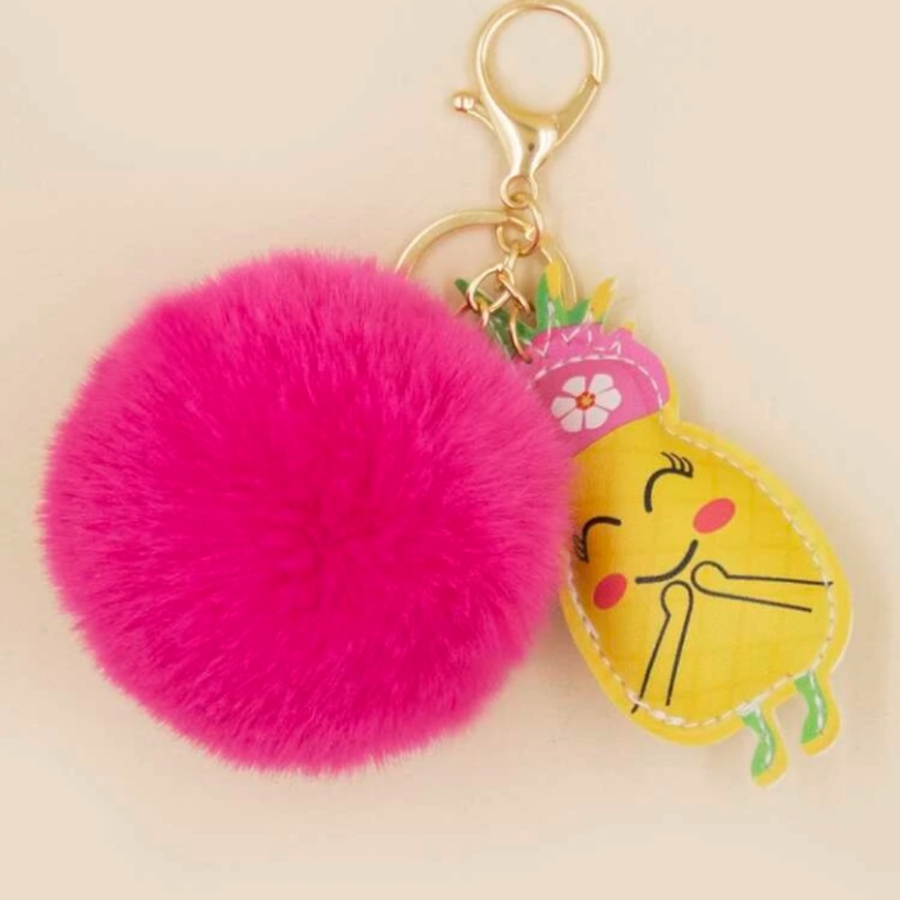 Adorable Pineapple & PomPom Keychain